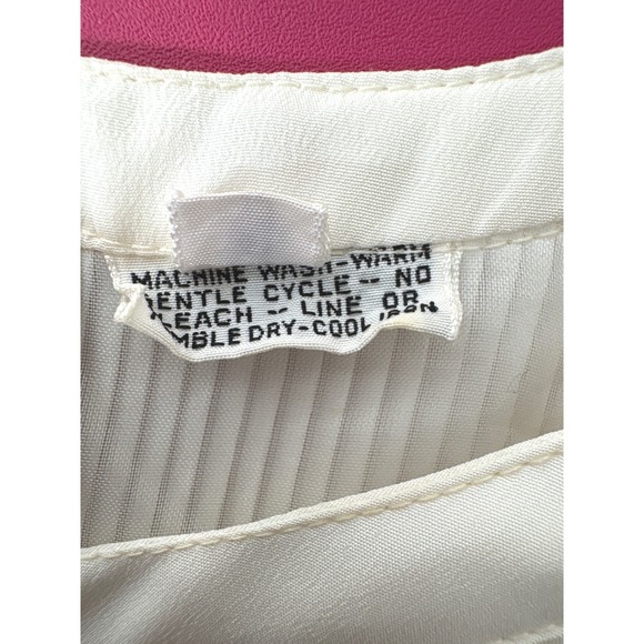 Vintage Liz Claiborne Womens Ivory Pleated Button Down Blouse Sz M Excellent - Picture 5 of 8